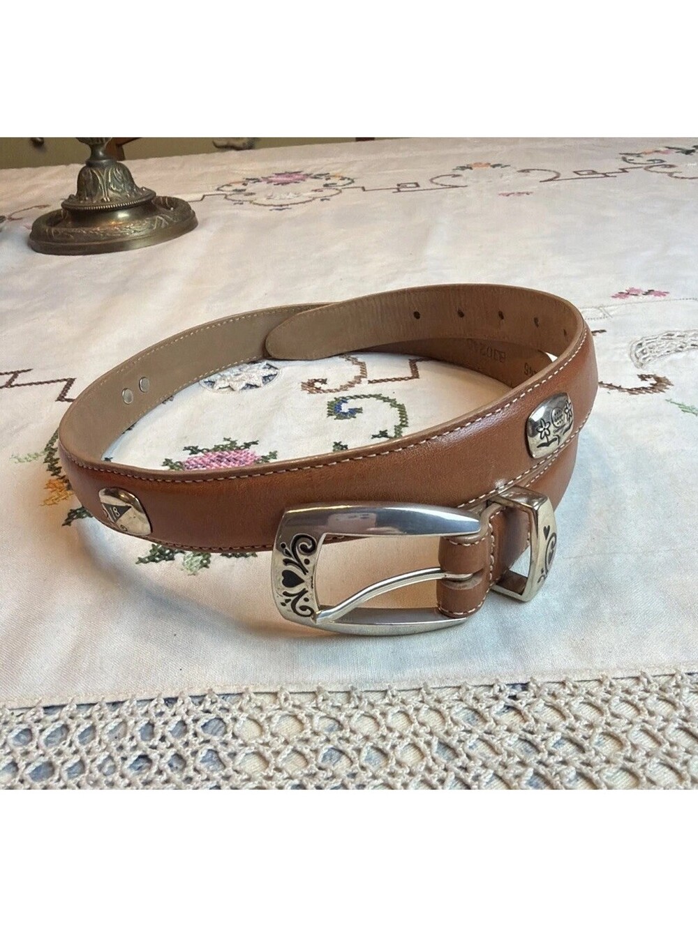 Brighton Tan Leather “I Love Golf” Belt Medium USA Made